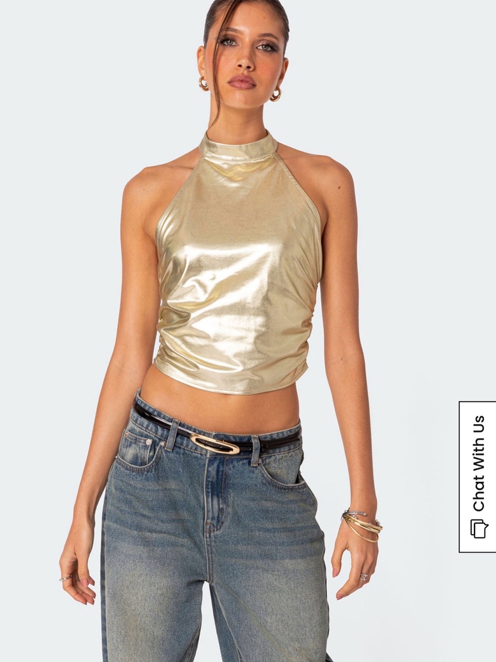 Edikted Karter Metallic Halter Top size M